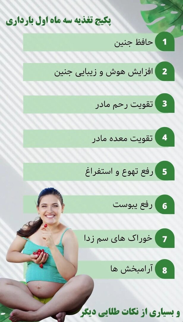 پکیج تغذیه سه ماه اول بارداری